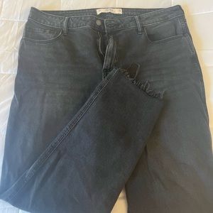 Hollister, size 17 long, black ripped mom jeans.
